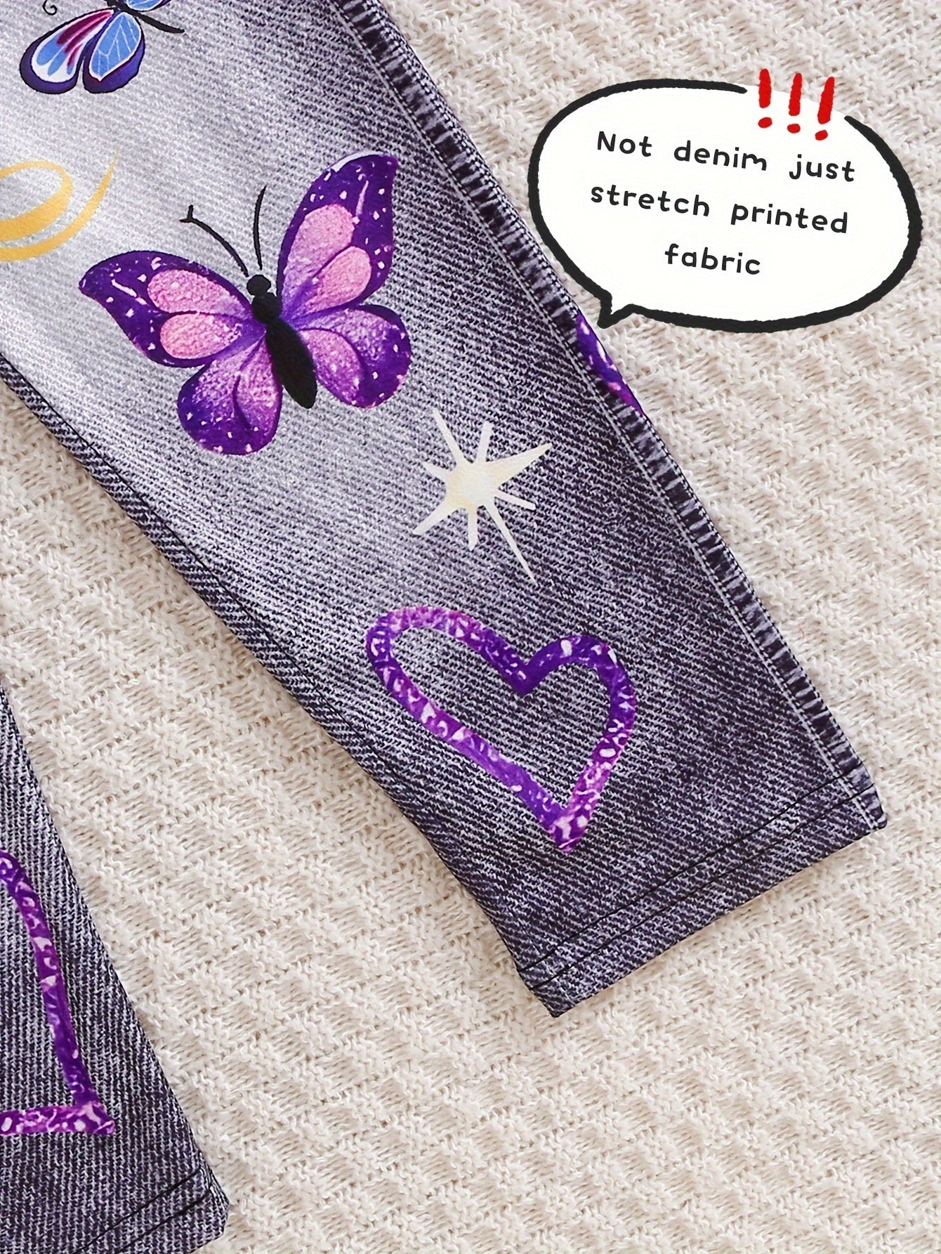 2-teiliges Outfit-Set für Mädchen – Langarmoberteil und Leggings (Jeansimitat)