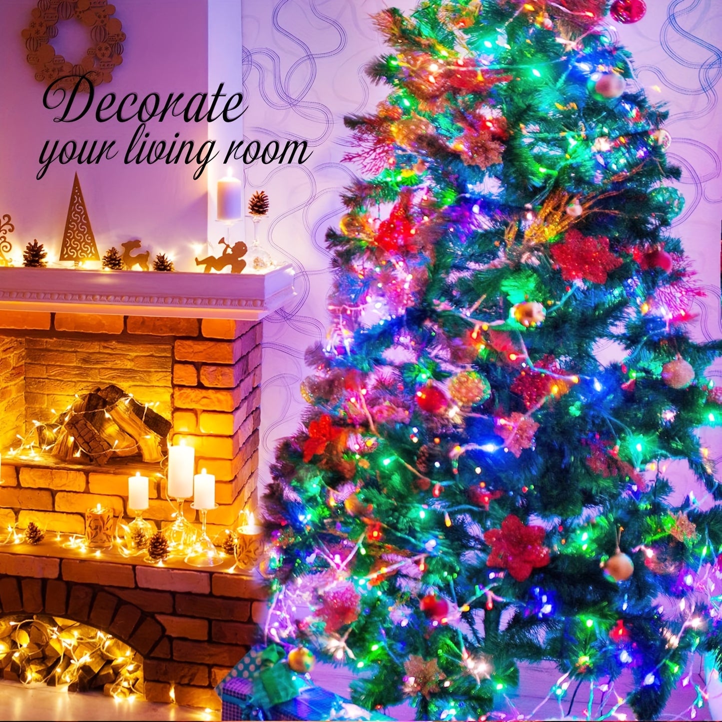 Bezaubernde LED-Lichterkette im Feenstil für Weihnachten – 300/200/100 LEDs, 8 Modi