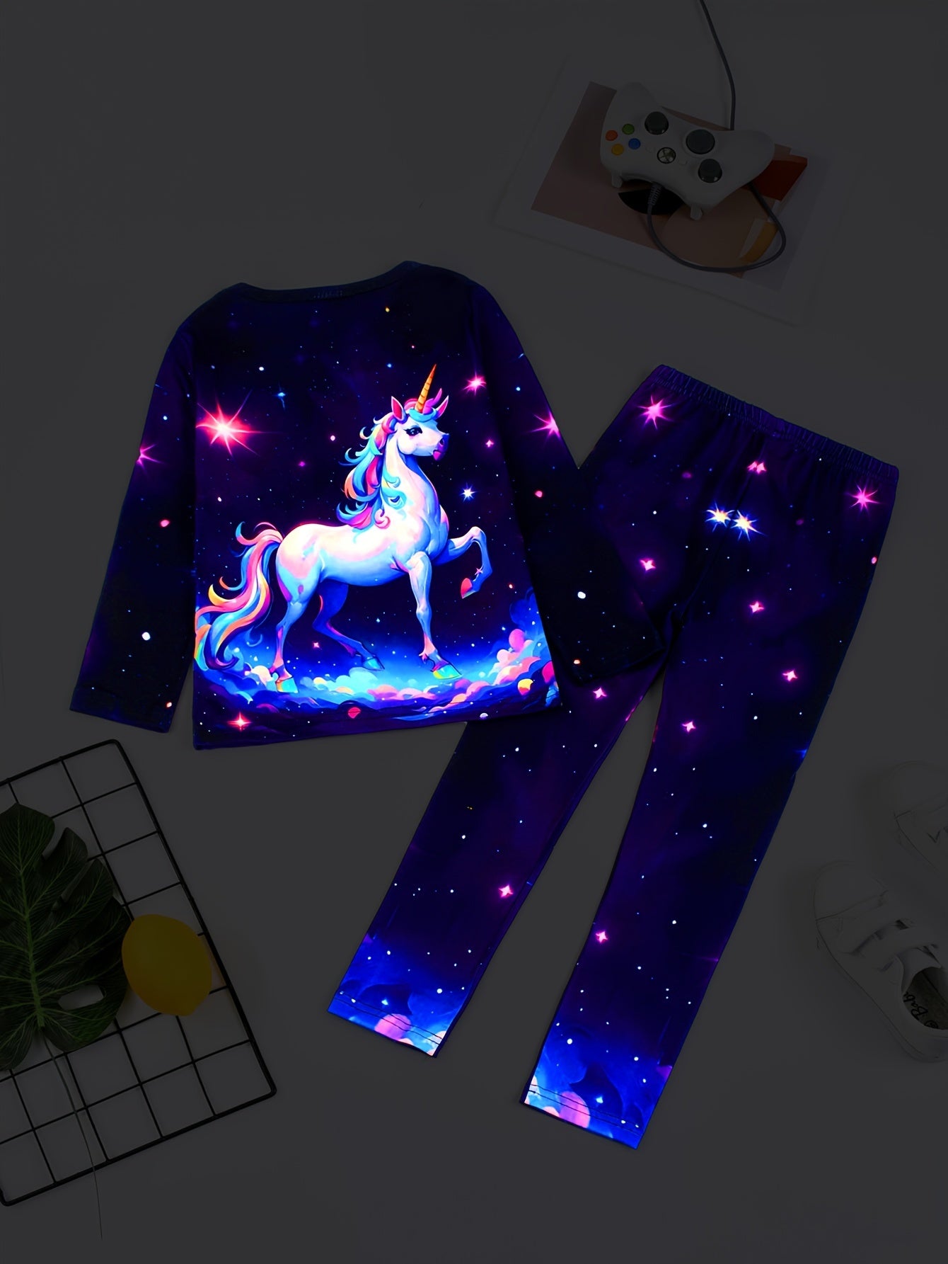 2-teiliges Schlafanzug/Pyjama-Set für Mädchen, lässiges 3D-Digitaldruck-Set