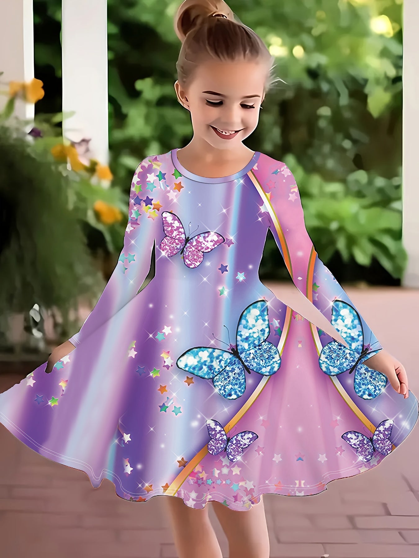 Spleißen Schneemann Langarm Kleid Mädchen Weihnachten / Prinzessin Herbst Winter