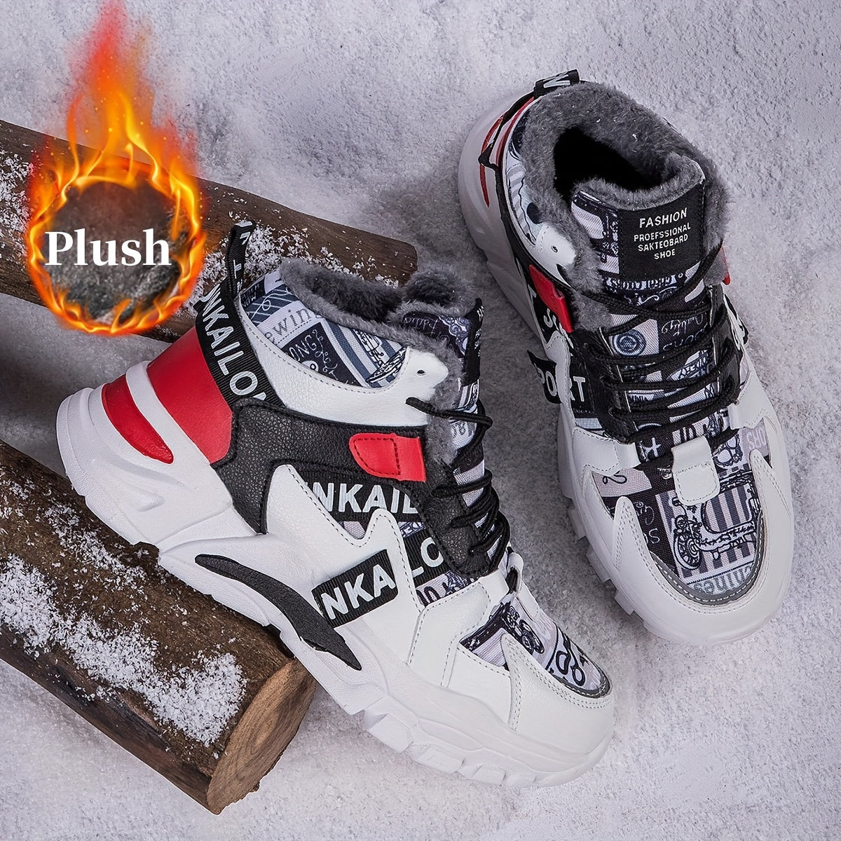 Damen-Winterstiefel mit Plüschfutter, warme, sportliche Freizeitschuhe