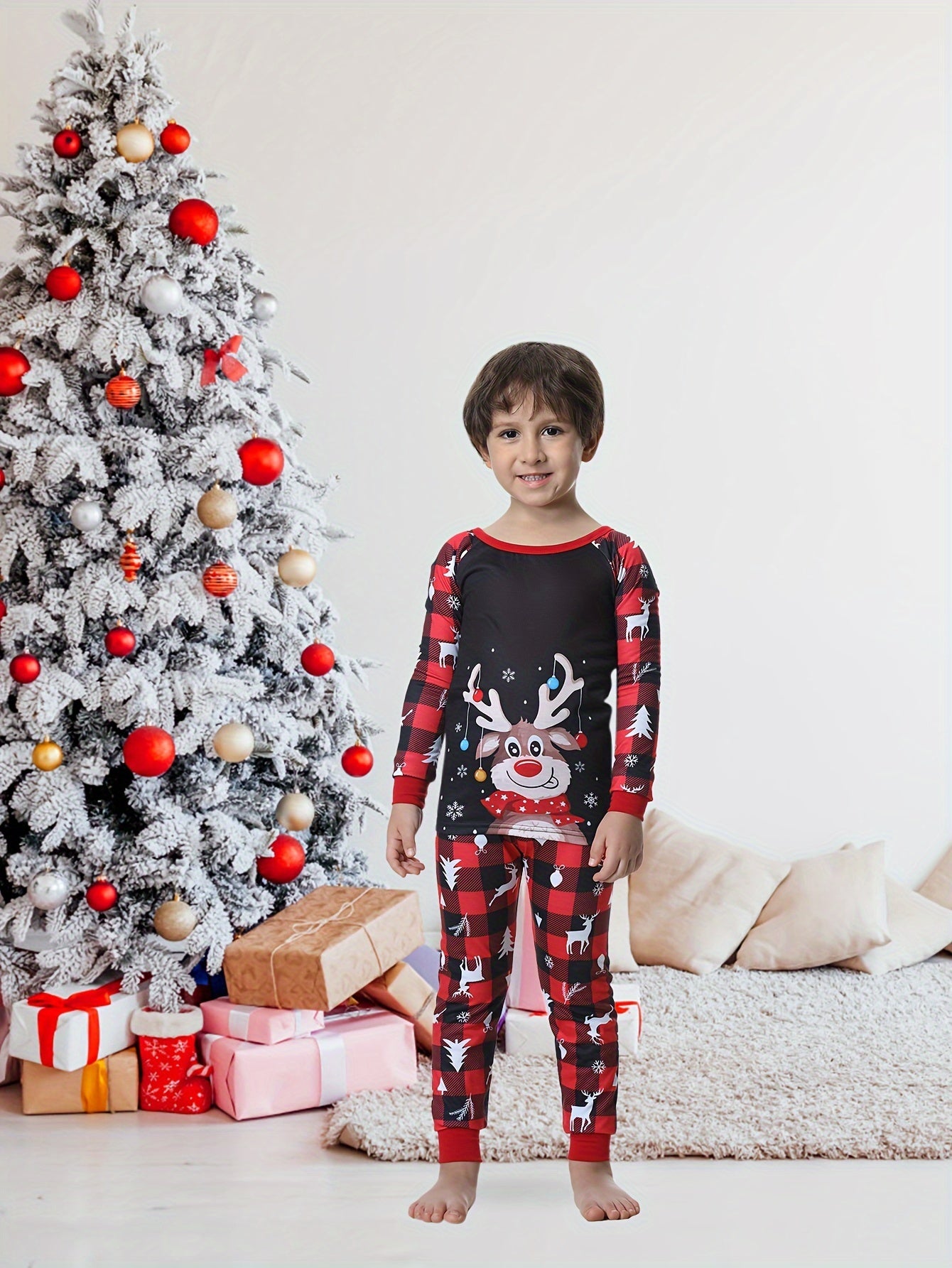 Weihnachtspyjama-Set für die ganze Familie mit Rentier Stretch 2-teilig