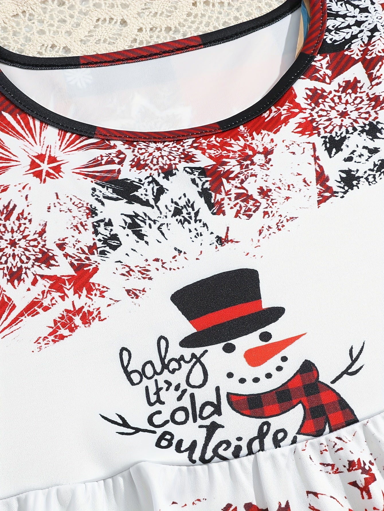 Spleißen Schneemann Langarm Kleid Mädchen Weihnachten / Prinzessin Herbst Winter