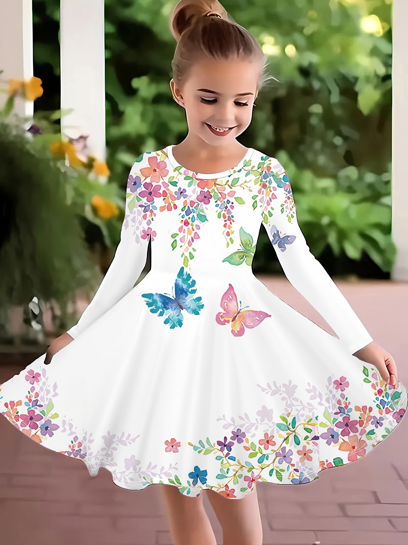 Spleißen Schneemann Langarm Kleid Mädchen Weihnachten / Prinzessin Herbst Winter