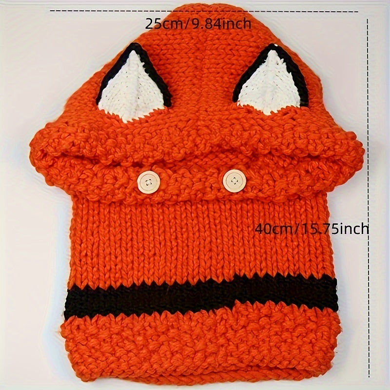 Gestrickte Kapuzenschalmütze mit Tiermotiven – 5-12 Jahre