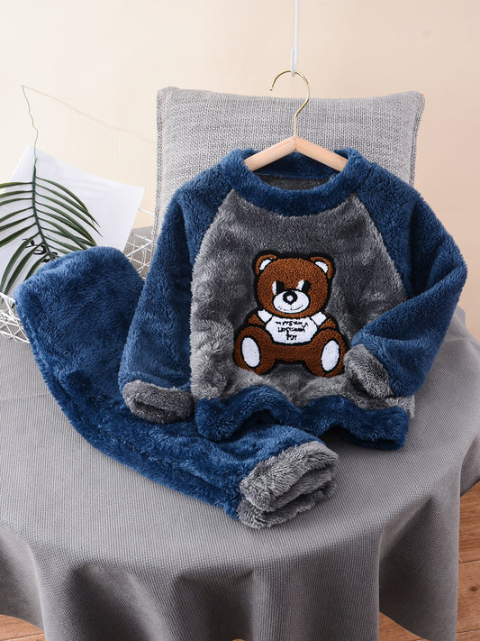 2-teiliges Jogging- Schlafanzug Set für Jungen Fleece bestickt