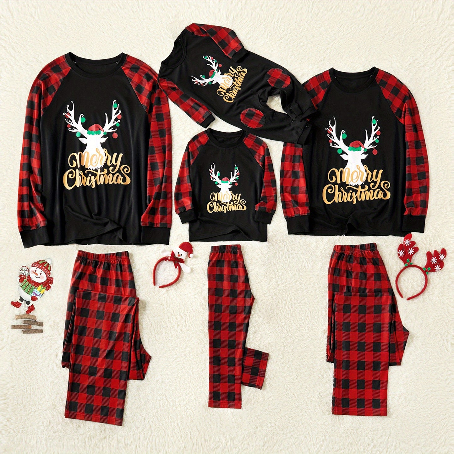 PatPat Weihnachts-Familien-Schlafanzug-Set