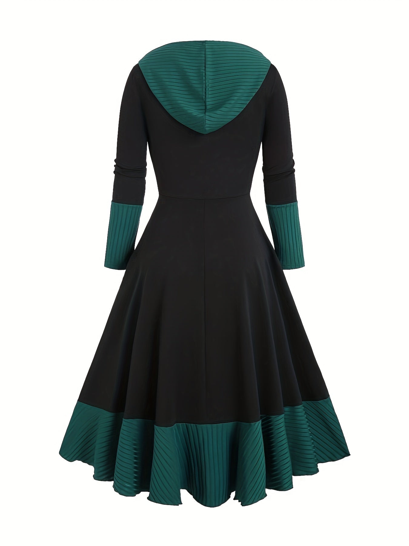 Kleid mit Kapuze und Kordelzug Herbst / Winter, A-Linien-Kleid mit Reißverschluss