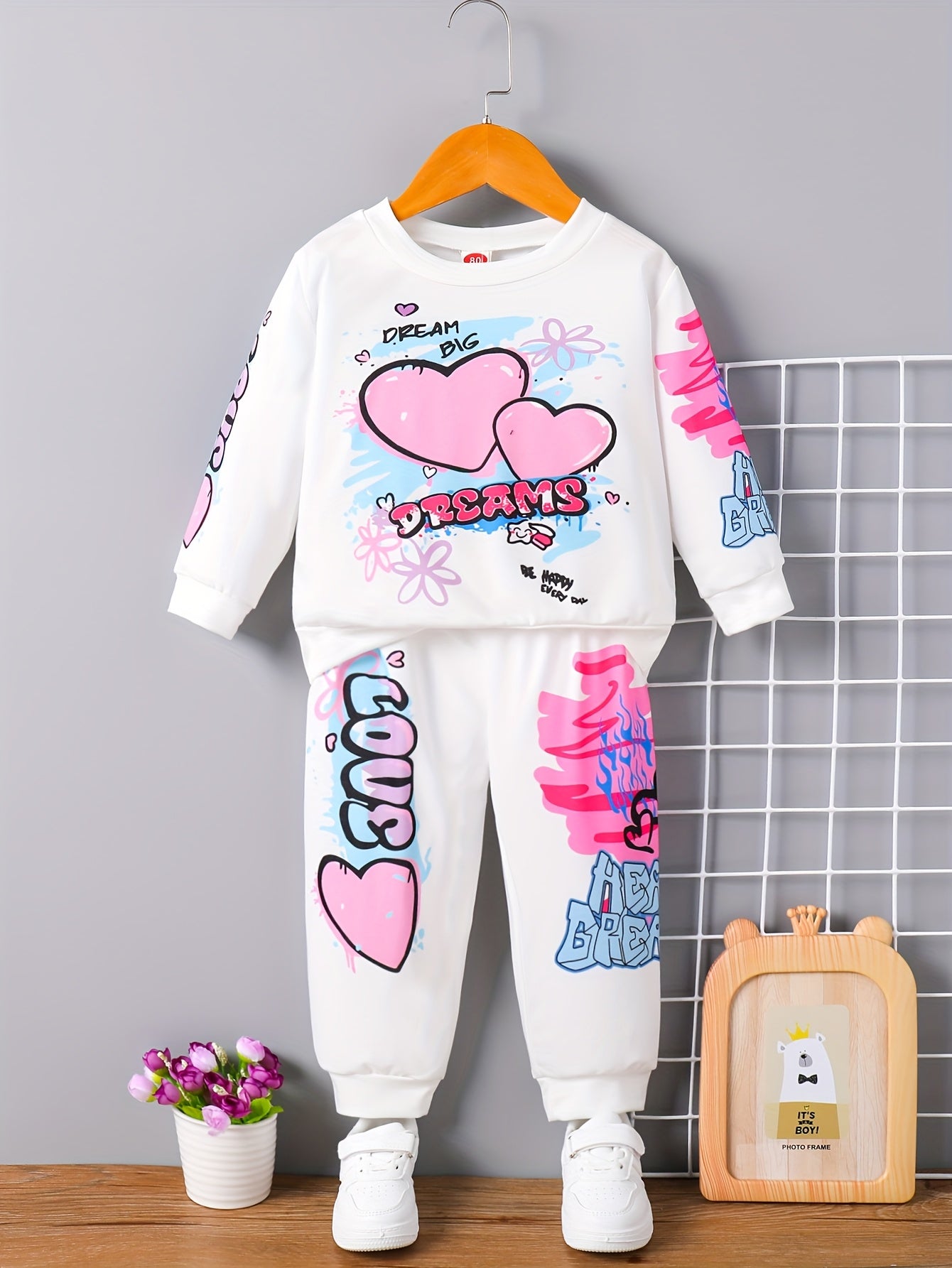 2-teiliges Baby-Mädchen-Outfit mit Sweatshirt und Jogginghose