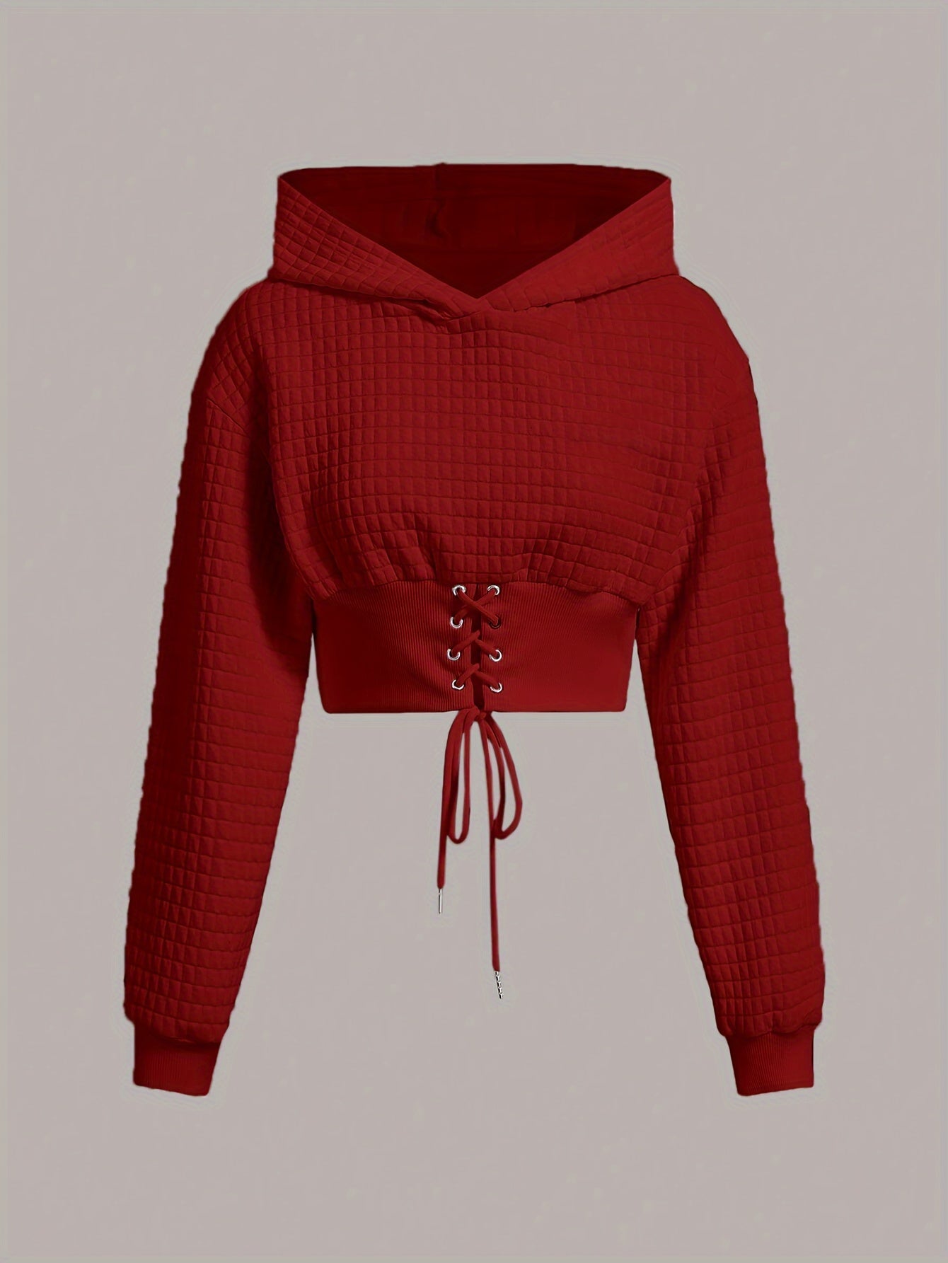 Kurzer Crop Hoodie mit gekreuzter Vorderseite und Bindeband, lässig, Kapuze