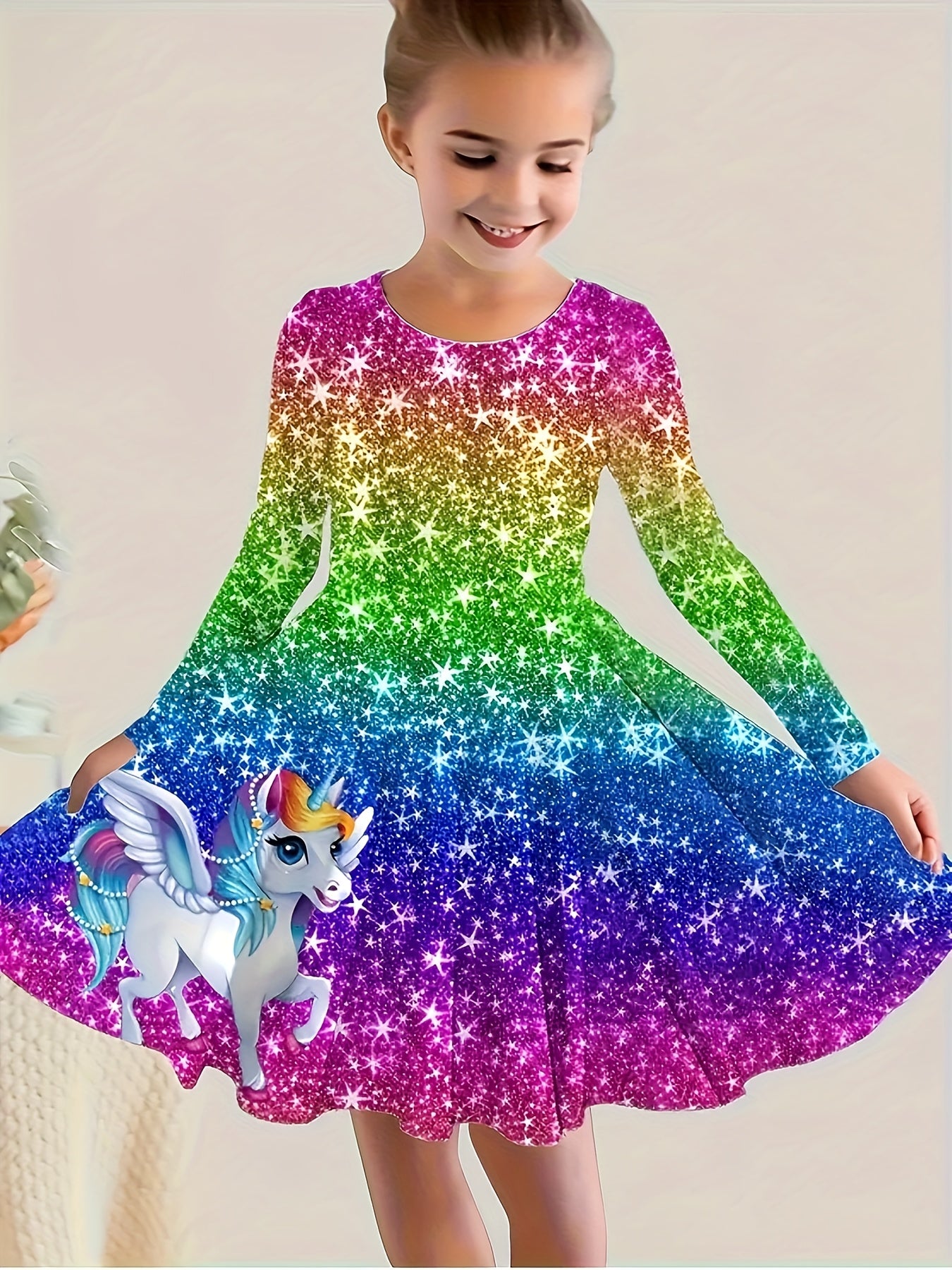 Spleißen Schneemann Langarm Kleid Mädchen Weihnachten / Prinzessin Herbst Winter