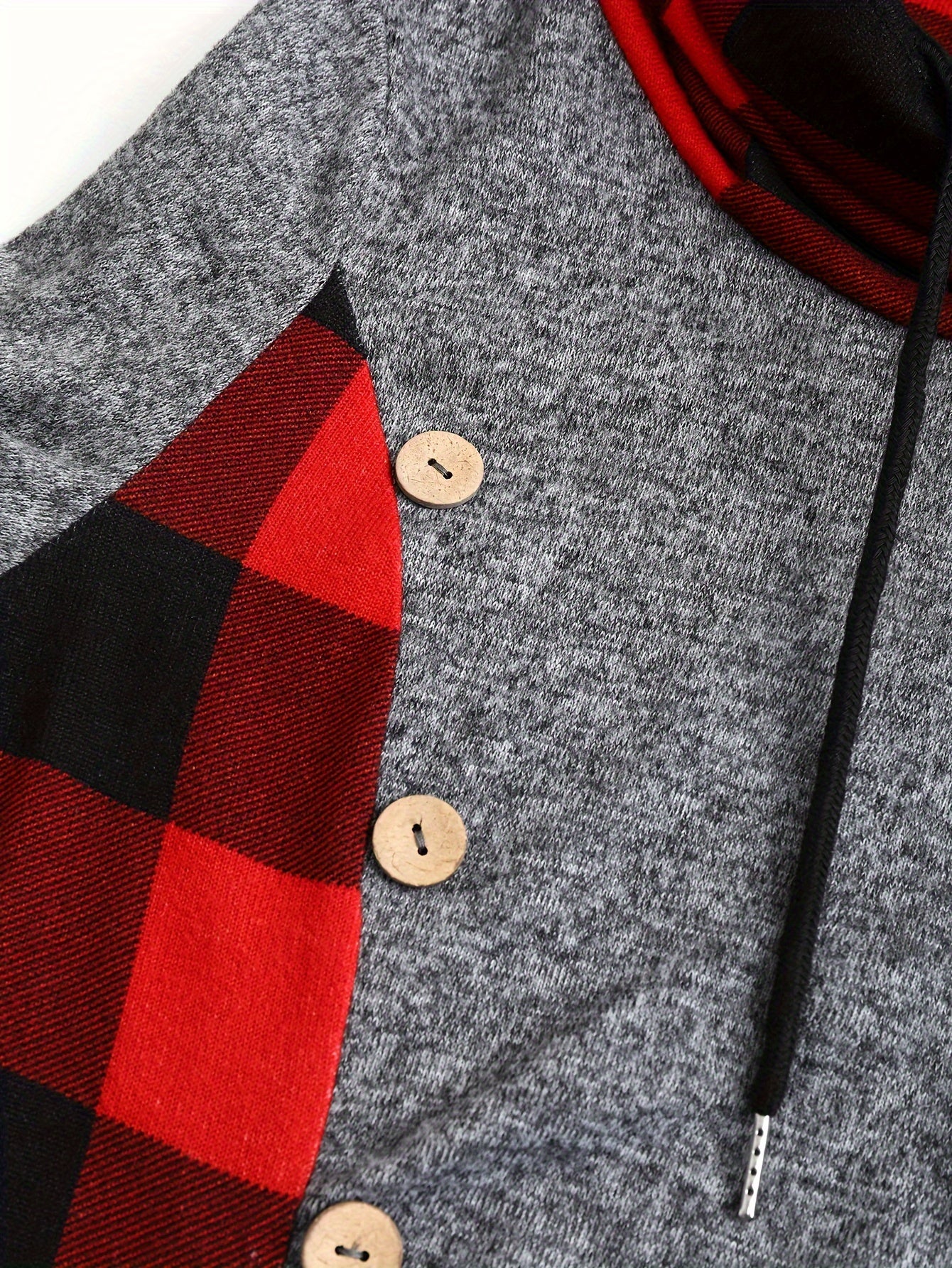Langärmliges Kleid mit Karomuster, lässiges Kleid mit Knopfleiste