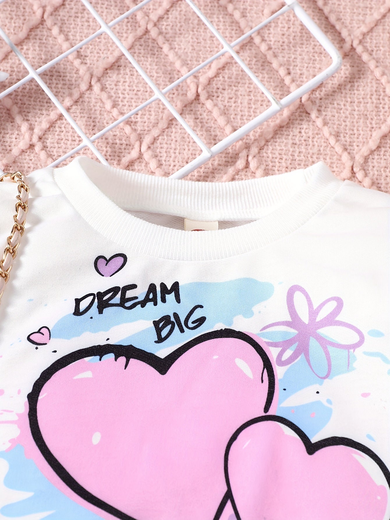 2-teiliges Set Langarm-Sweatshirt und Hose mit Graffiti-Herzen für Mädchen