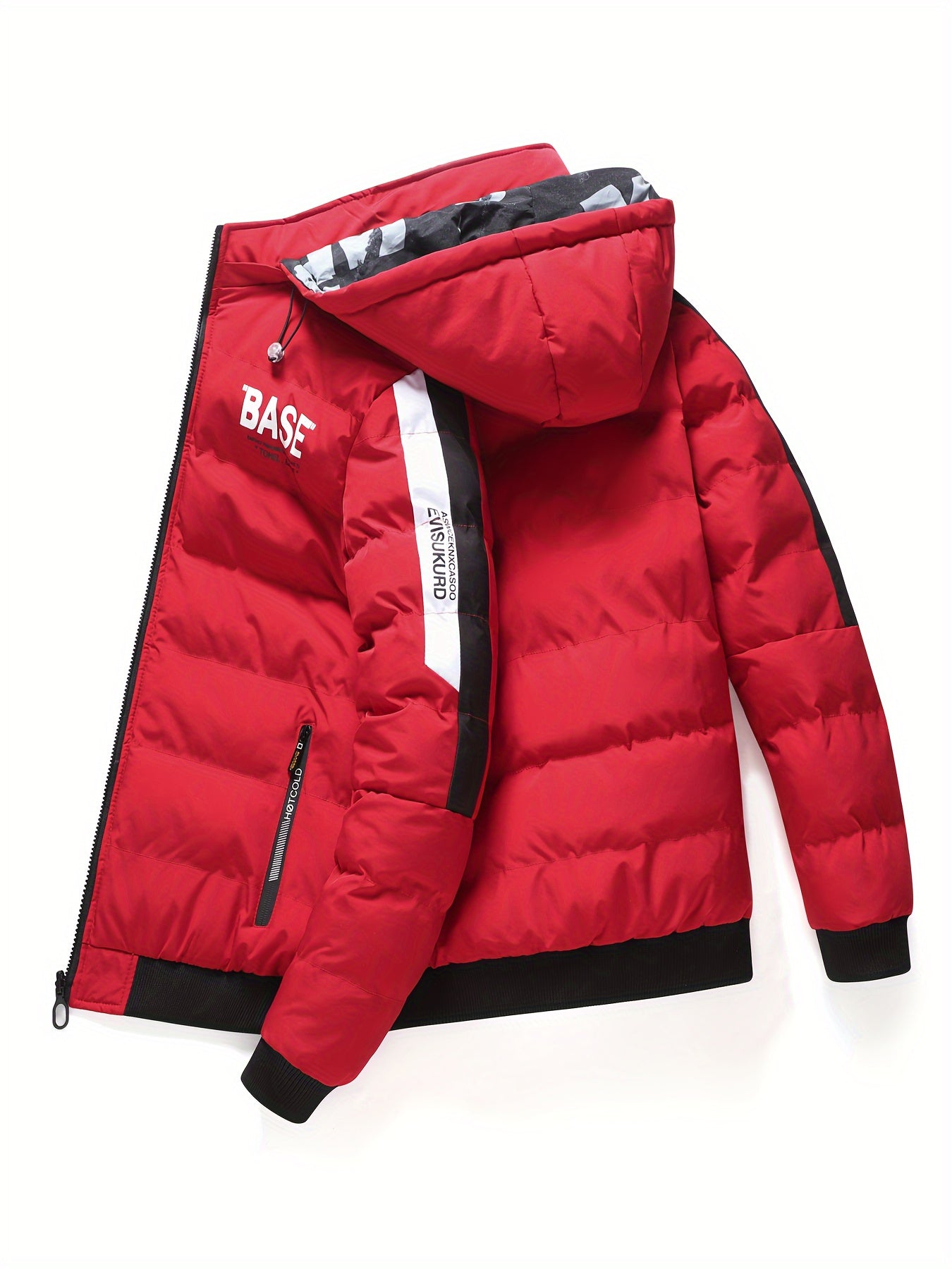 Pufferjacke mit Kapuze für Herren – Lässige Winterjacke aus 100 % Polyester