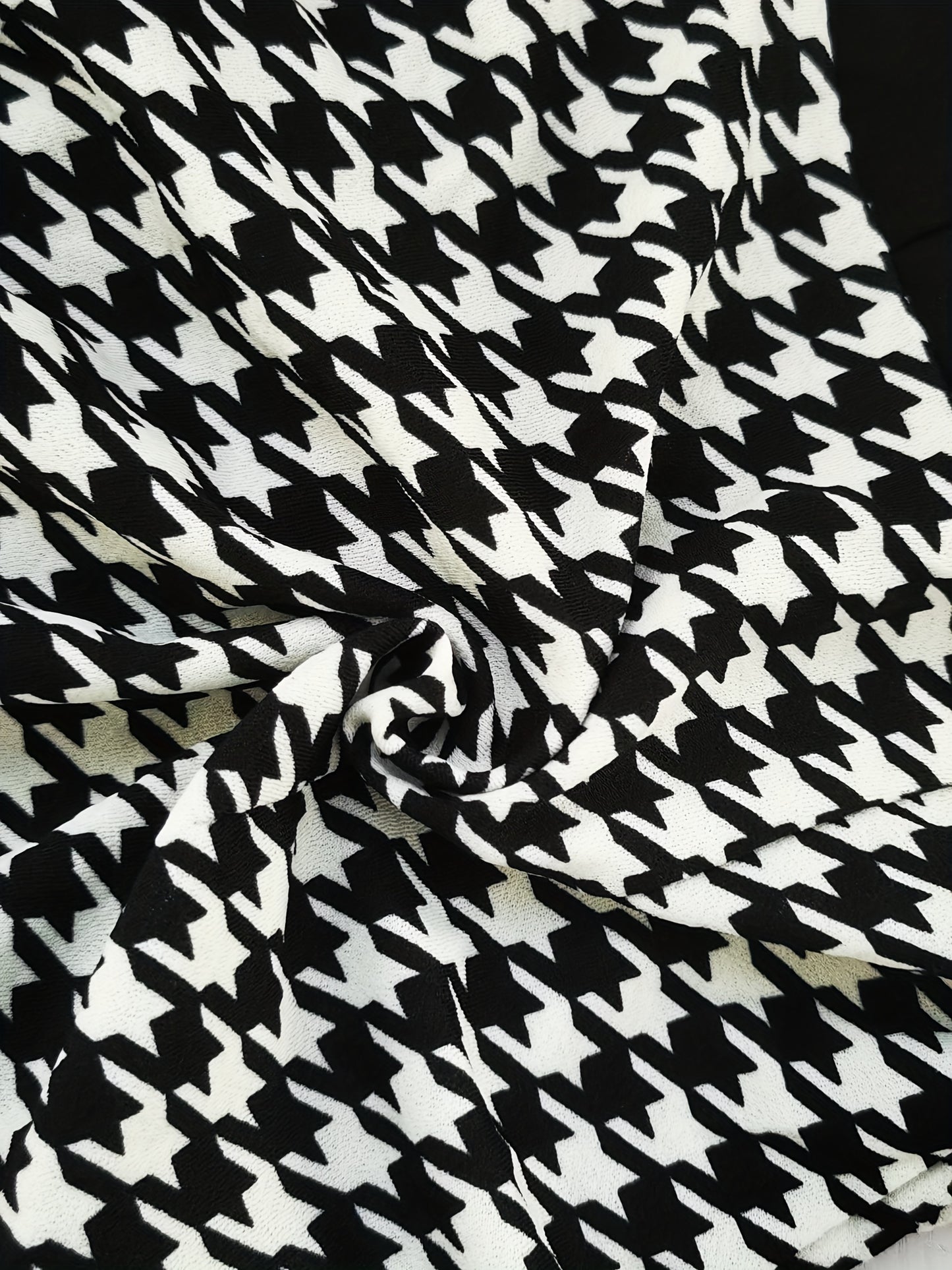 Houndstooth elegantes Reißverschluss-Langarmkleid