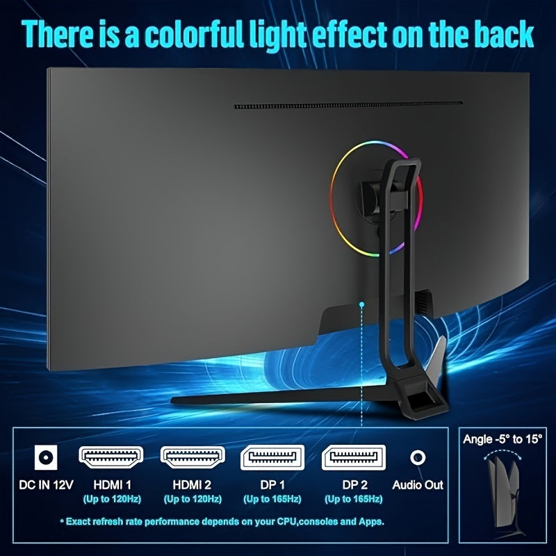 Gawfolk Curved Gaming Monitor 34 Zoll UWQHD 3440x1440P, 1500R Ultra Wide