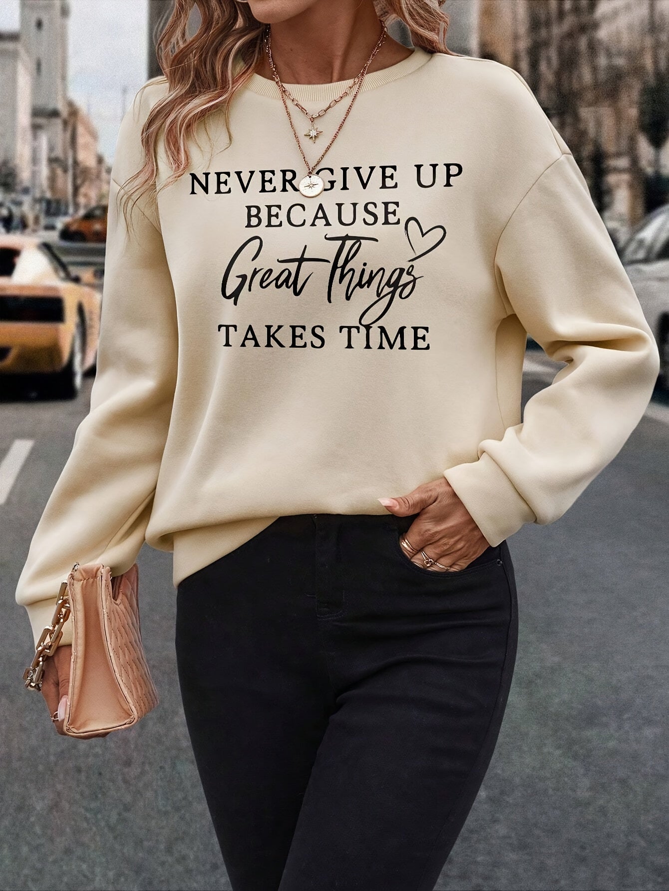 Pullover-Sweatshirt ,lässiges Langarm-Sweatshirt für Herbst und Winter
