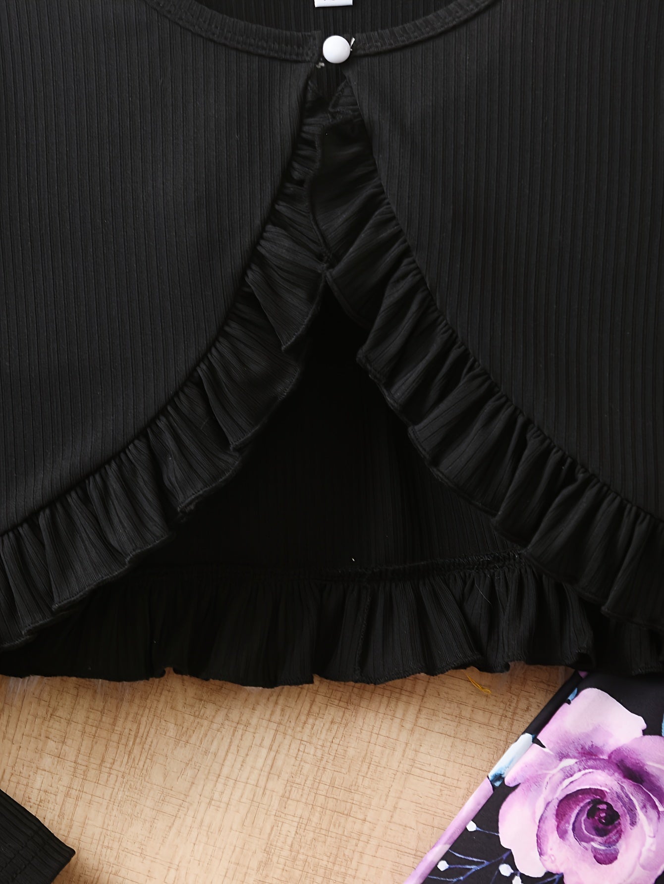 Elegantes 2-teiliges Set für Mädchen, Strickjacke mit Rüschen und Jumpsuit