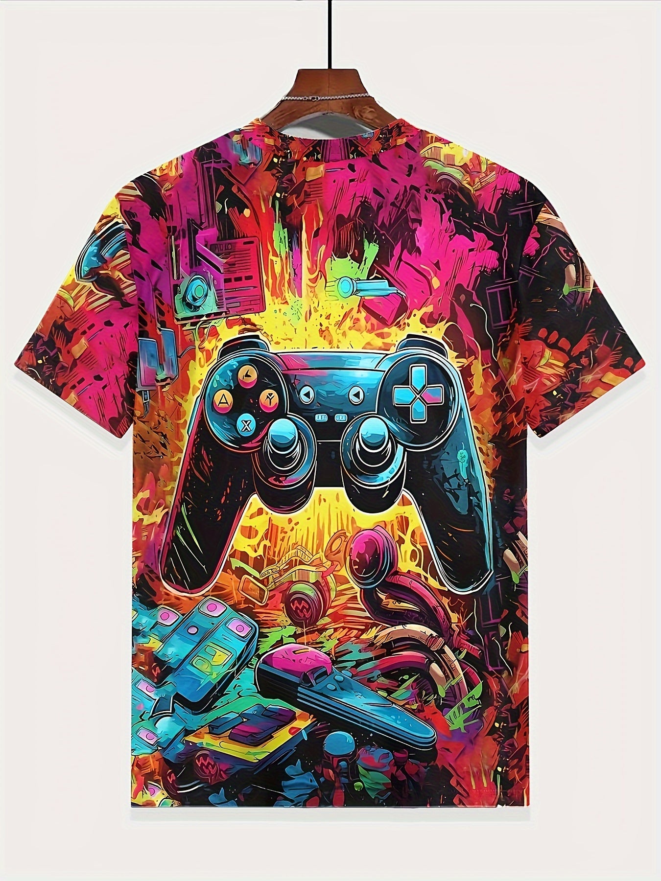 4-teiliges T-Shirt Set für Jungen mit 3D-Druck Game Controller, kurzärmlige T-Shirts
