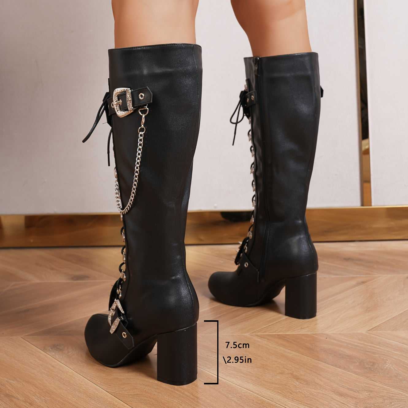 Overknee-Stiefel für Damen, Winterstiefel aus Kunstleder, lässiger Modestiefel