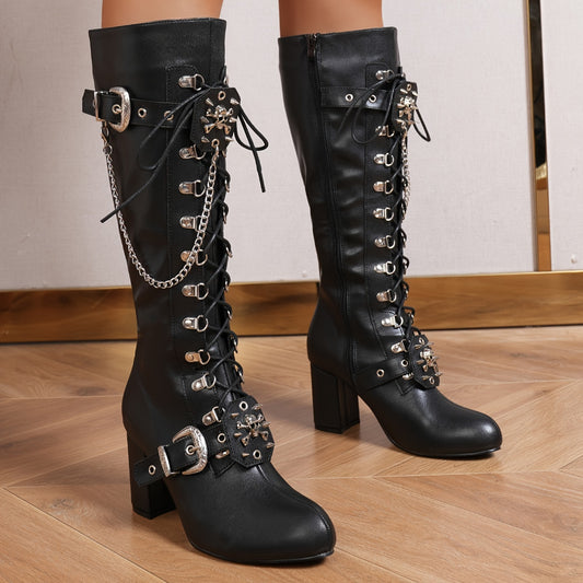 Overknee-Stiefel für Damen, Winterstiefel aus Kunstleder, lässiger Modestiefel