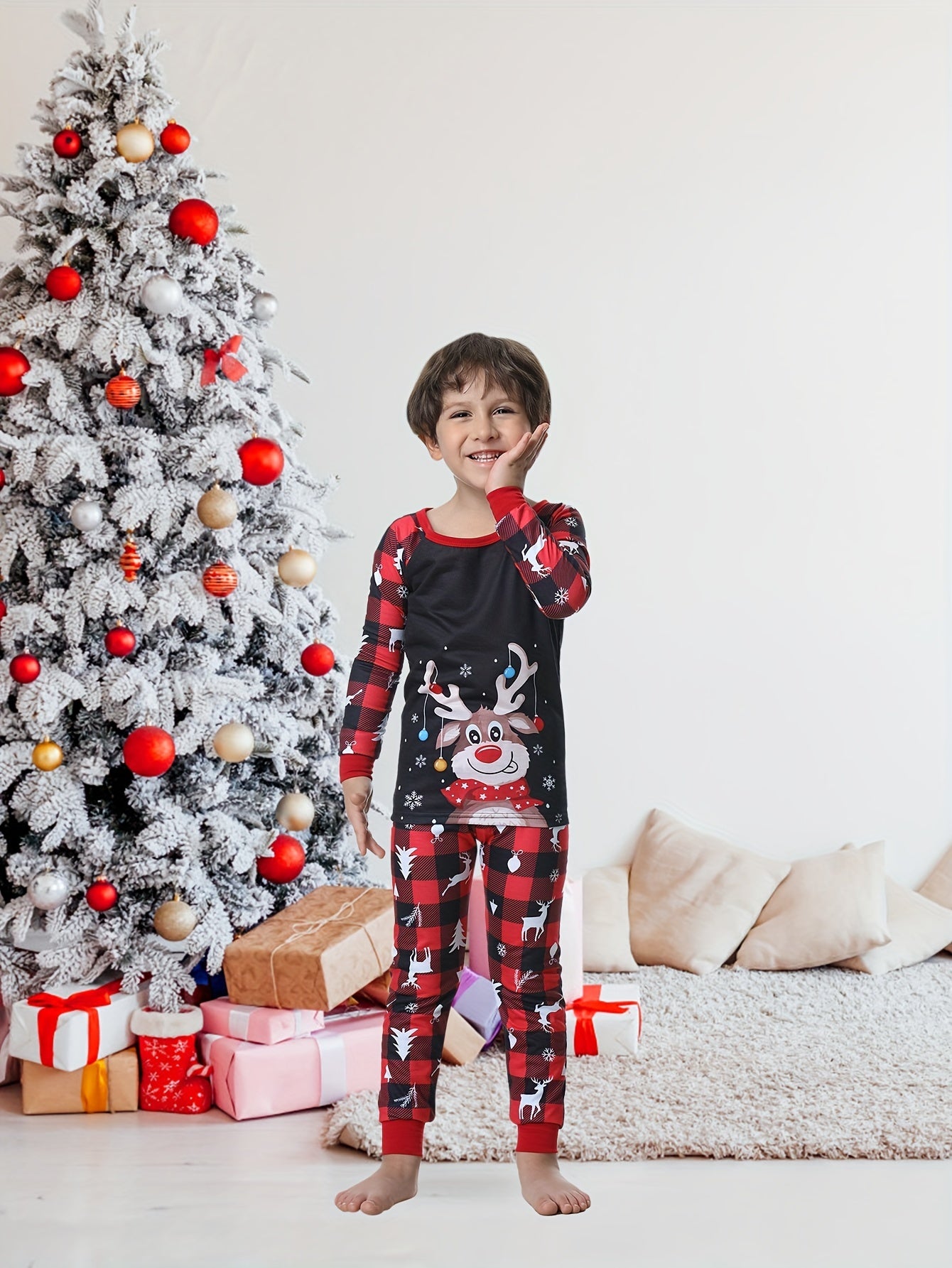 Weihnachtspyjama-Set für die ganze Familie mit Rentier Stretch 2-teilig