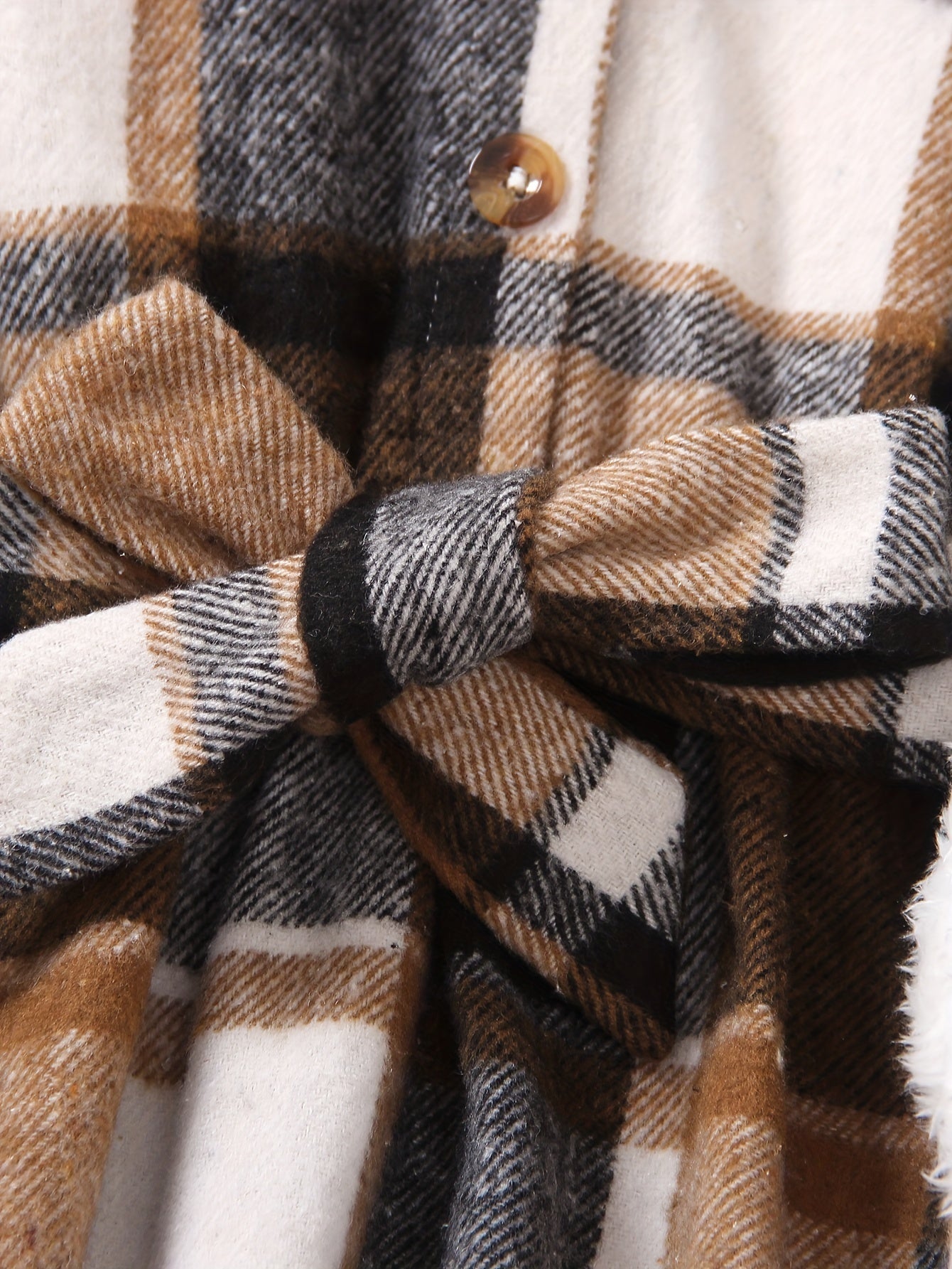 Langarmkleid aus Fleece mit Karomuster für Mädchen im mit Gürtel