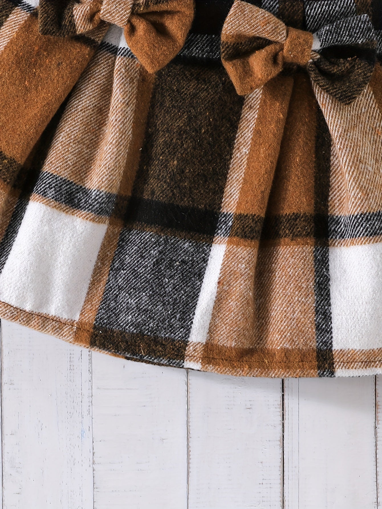 2-teiliges Set mit Puffärmeln, Oberteil und kariertem Rock – Winter-/Herbst Mädchen