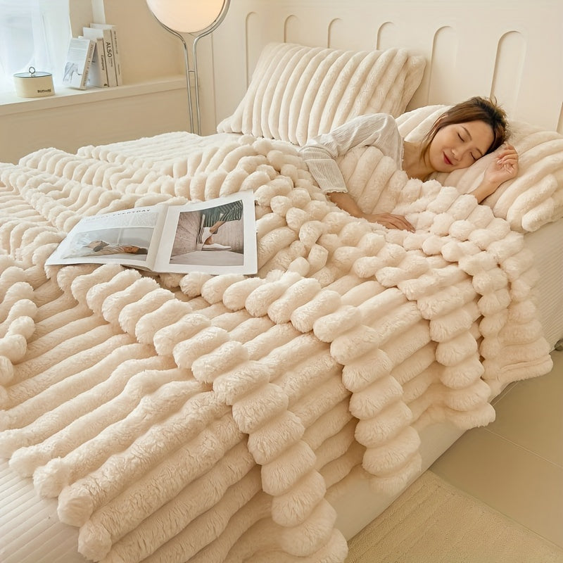 Luxuriöse Überwurfdecke aus Kaninchenfellimitat – weich, warm und gemütlich