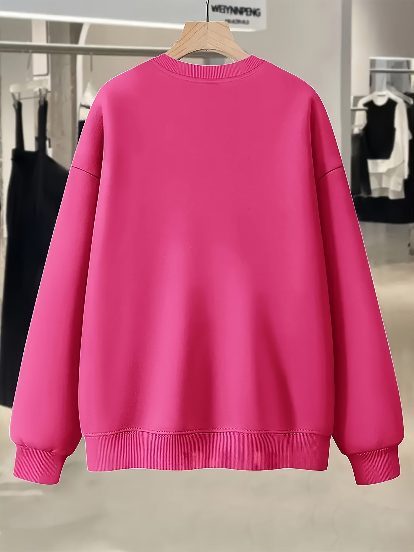 Elegantes Rundhals-Sweatshirt für Damen mit kreativem Herz-Design