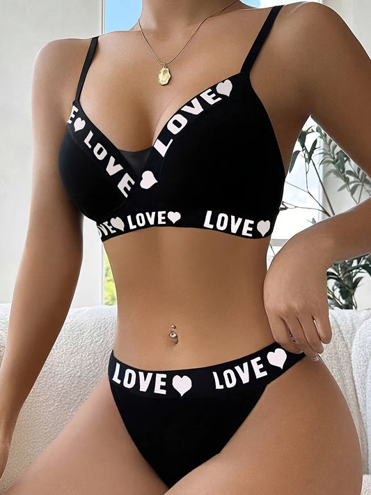 Sexy Lingerie Push Up BH - Unterhosen Set / Model Love