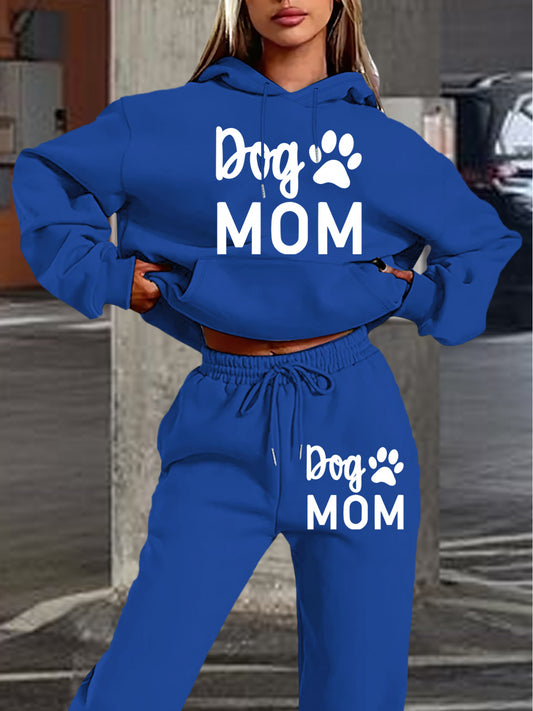 Damen-Set mit Kapuzenpullover und Hose Dog & Mom Herbst-/Wintermode