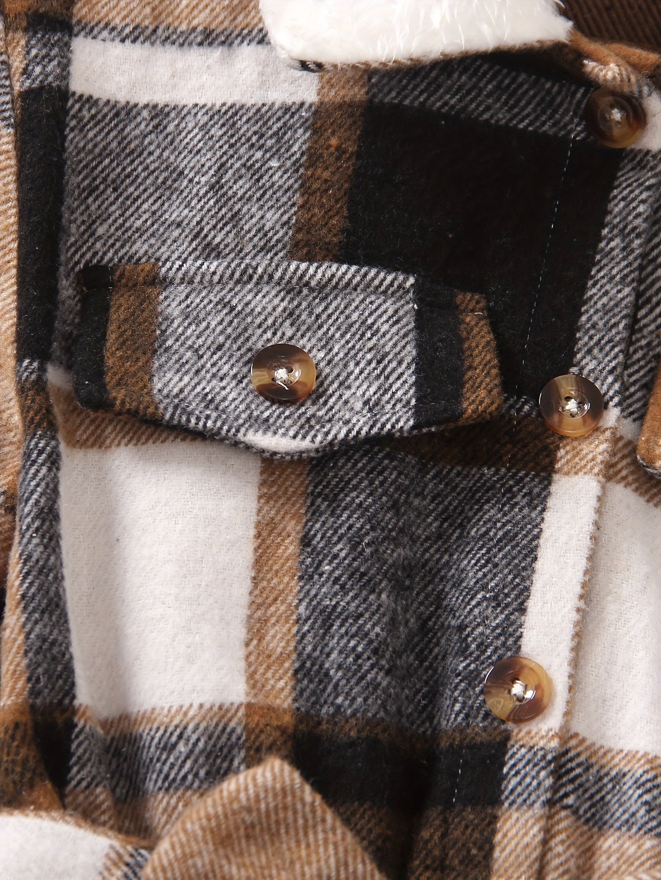 Langarmkleid aus Fleece mit Karomuster für Mädchen im mit Gürtel