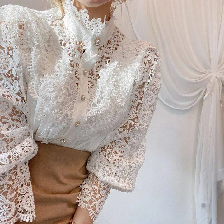 XWOMENDAY Elegante Blumenspitzen Bluse 2024