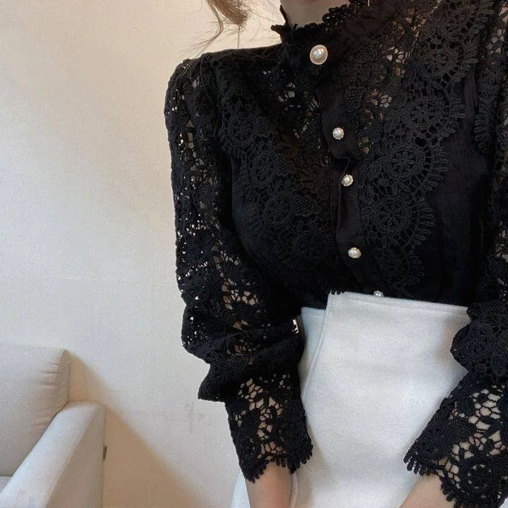 XWOMENDAY Elegante Blumenspitzen Bluse 2024