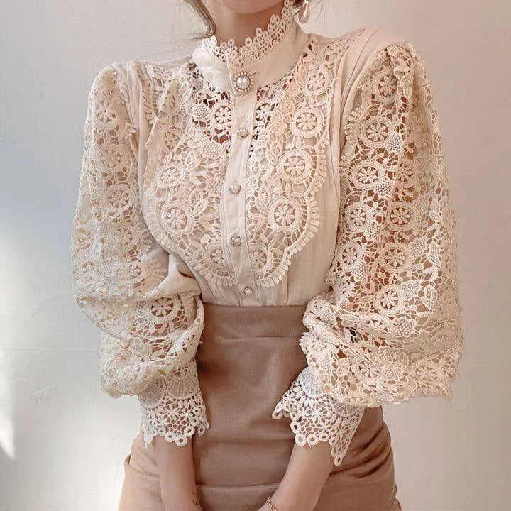 XWOMENDAY Elegante Blumenspitzen Bluse 2024
