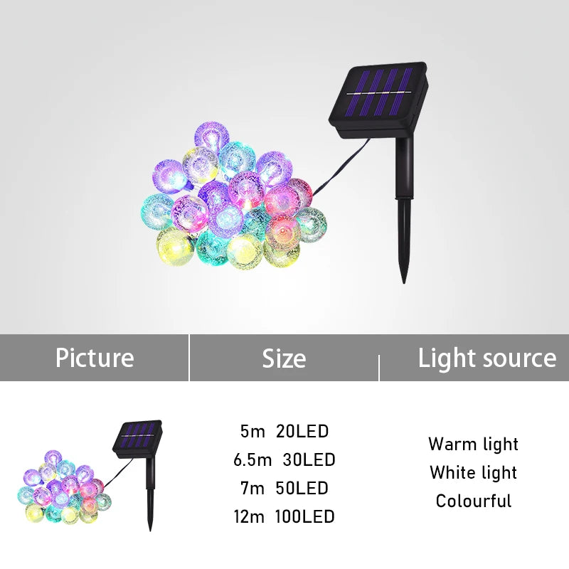 8 Mode Kristallkugel Solar String Lights Wasserdichte Solarbetrieben