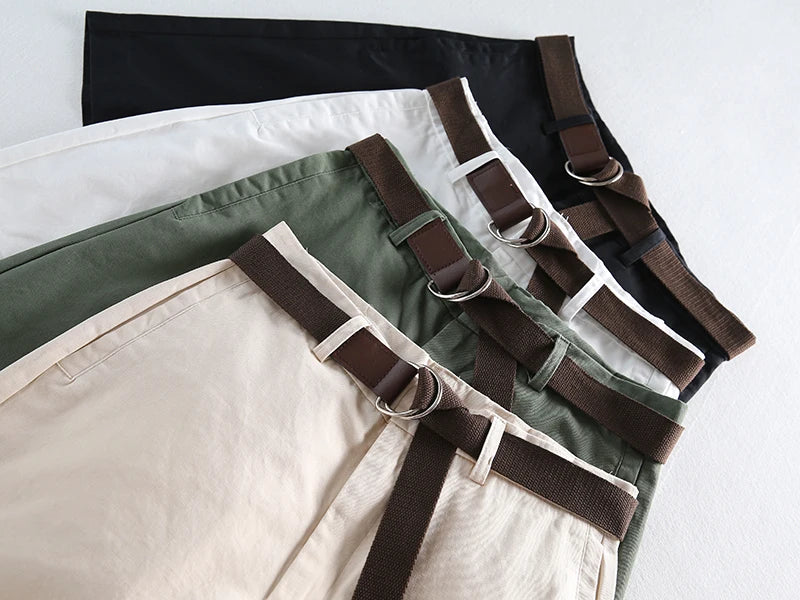 Jielur Shorts mit Gürtel kurze Hose
