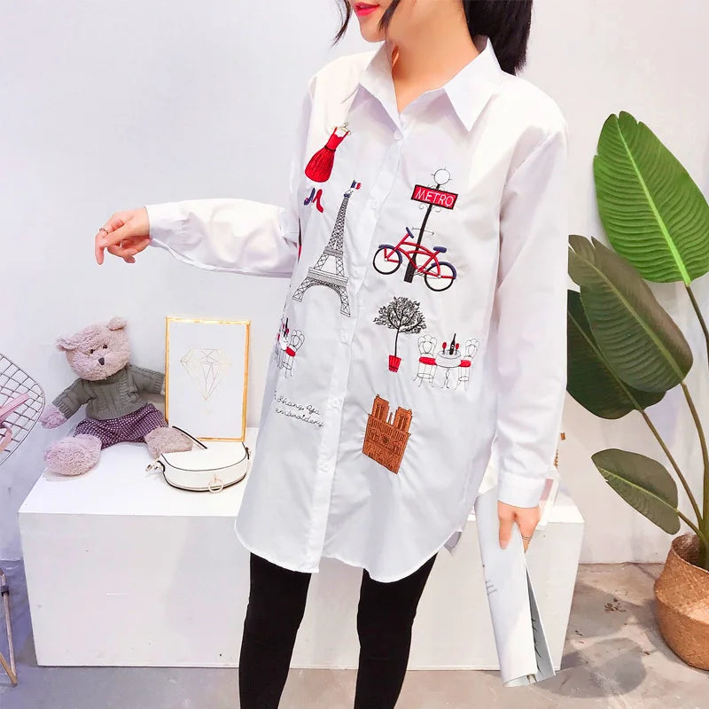 SURE XIAO STORY 2024 weißes Hemd lässig Bluse