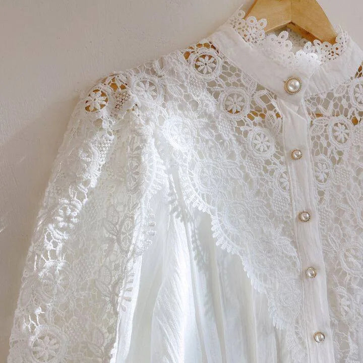 XWOMENDAY Elegante Blumenspitzen Bluse 2024