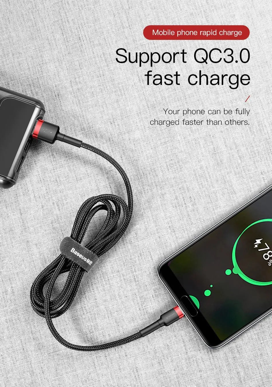 Baseus Typ-C-Kabel  Quick Charge 3.0 USB-C-Schnellladung