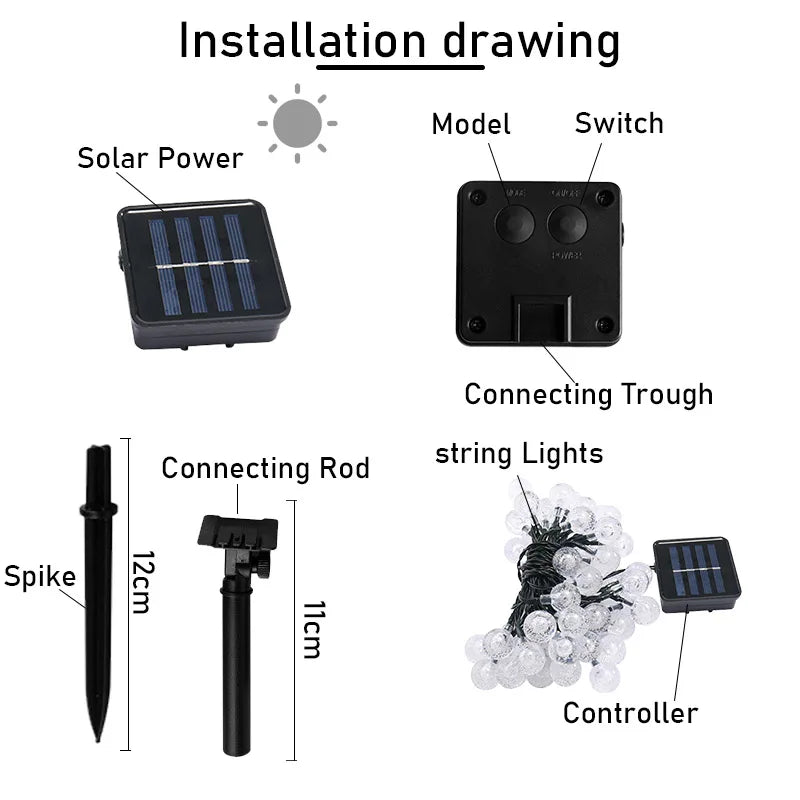 8 Mode Kristallkugel Solar String Lights Wasserdichte Solarbetrieben
