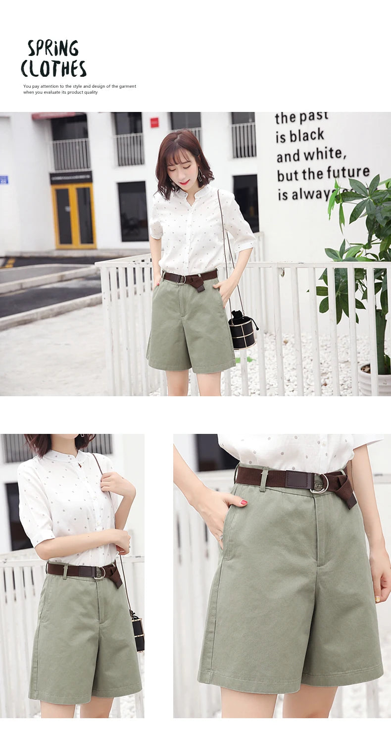 Jielur Shorts mit Gürtel kurze Hose