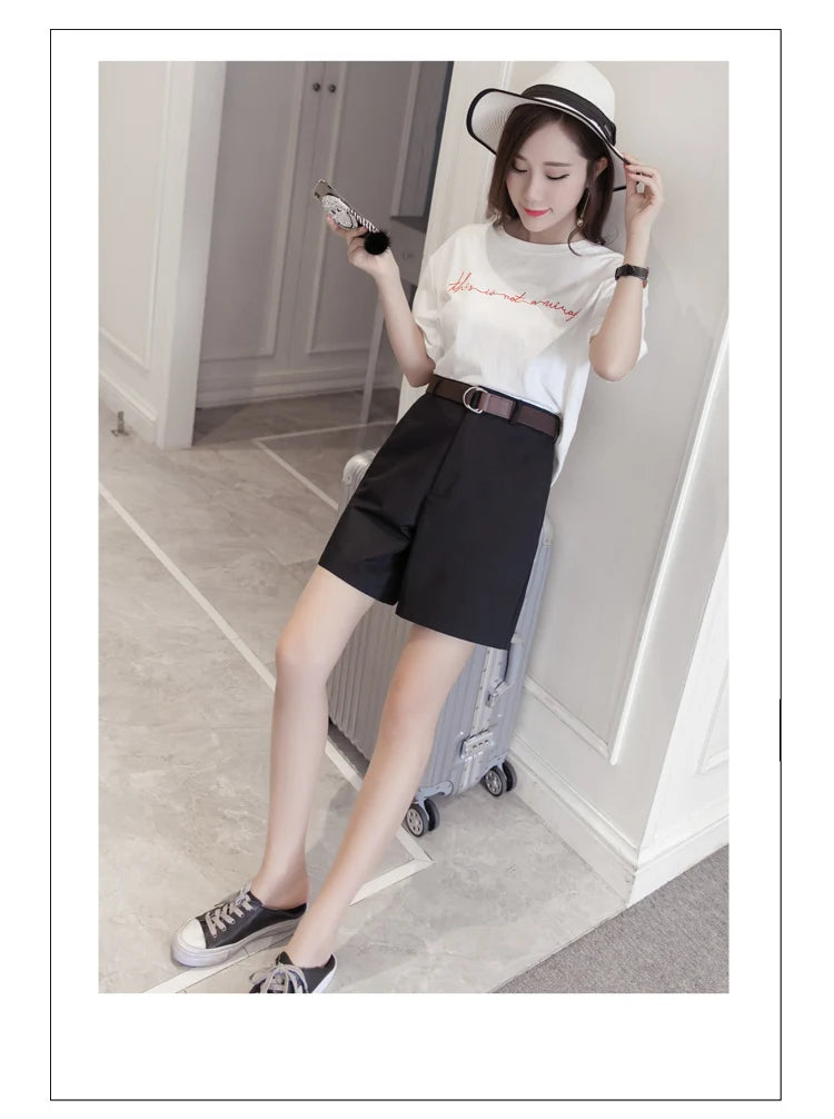 Jielur Shorts mit Gürtel kurze Hose