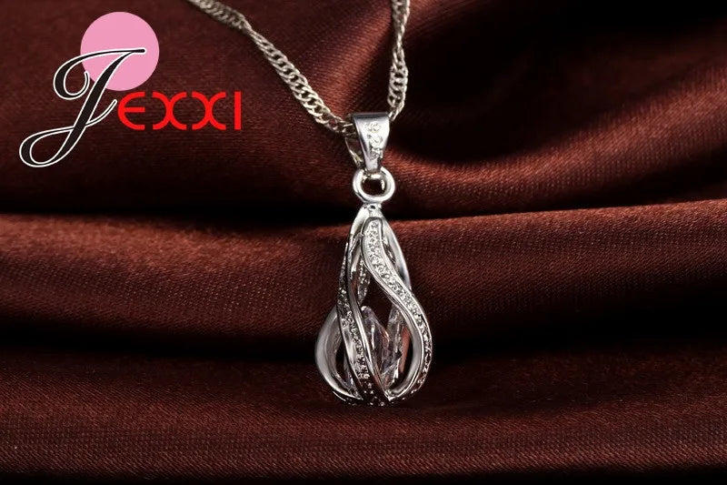 Modeschmuck Tropfen Farbe 925 Sterling Schmuck Set
