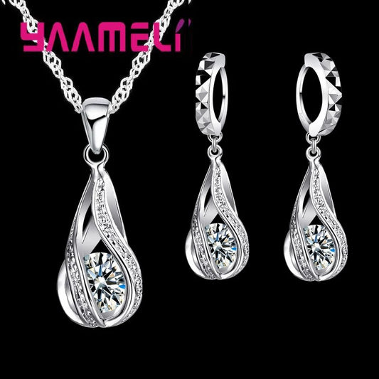 Modeschmuck Tropfen Farbe 925 Sterling Schmuck Set