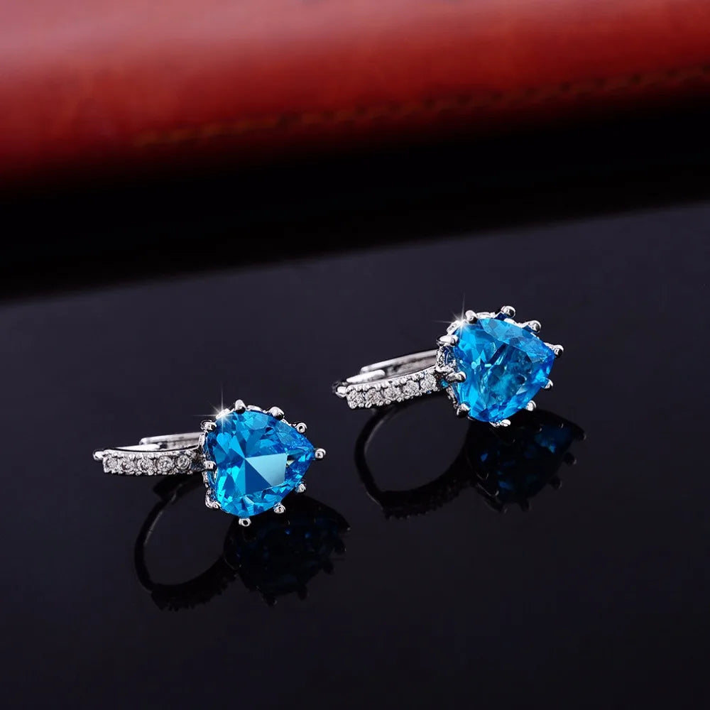 Romantische Herz Kristall Schleife Ohrring Farbe 925 Sterling Silber