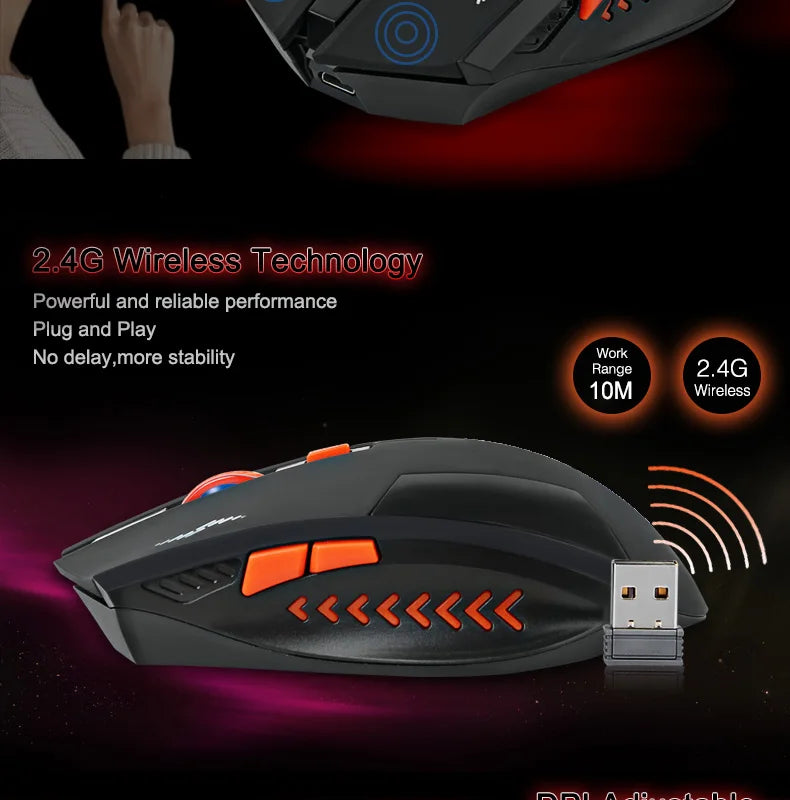 KuWFi 2400DPI Gaming Drahtlose Maus