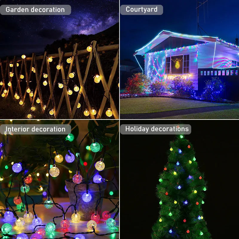 8 Mode Kristallkugel Solar String Lights Wasserdichte Solarbetrieben