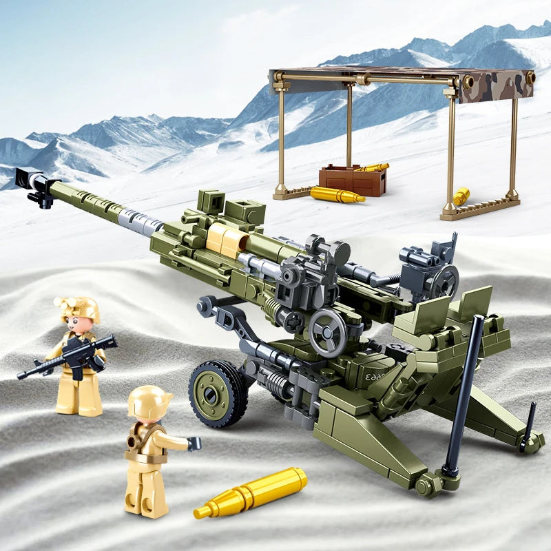 Sluban WW2 M777 Ultraleichte Feldhaubitze Armee Kriegswaffe Bausteine